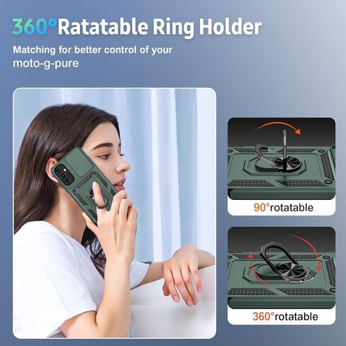 for Samsung Galaxy A35 5G Case with Camera Lens Cover, HD Screen Protector, 10 FT Military Grade Drop Protection, Magnetic Ring Holder Kickstand Protective Phone Case for Galaxy A35 5G, Navy Blue in Saudi Arabia