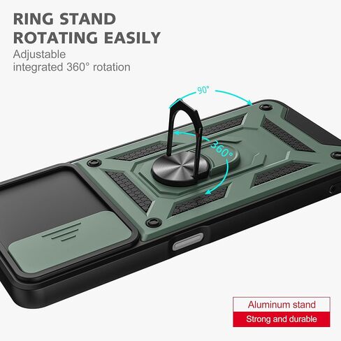 TCL REVVL V+ 5G Cellular Phone Case, Black, Military Grade, Slide Camera Cover, Rotatable Kickstand, 2pcs Screen Protector in Saudi Arabia