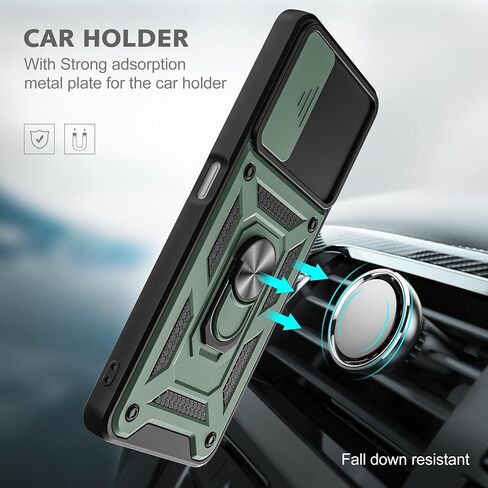 TCL REVVL V+ 5G Cellular Phone Case, Black, Military Grade, Slide Camera Cover, Rotatable Kickstand, 2pcs Screen Protector in Saudi Arabia