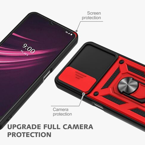 TCL REVVL V+ 5G Cellular Phone Case, Black, Military Grade, Slide Camera Cover, Rotatable Kickstand, 2pcs Screen Protector in Saudi Arabia
