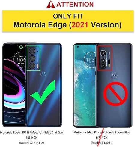 for Motorola Moto Edge 2021 Case | Edge 5G UW Case: Kickstand & Slide Lens Protector Cover - Shockproof Rugged Military Grade Protective Case for Men Women - 6.8 inch Armor Designed - Blue in Kuwait