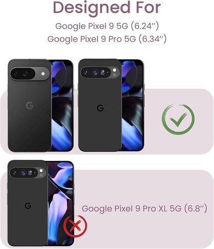 for Google 9/9 Pro Case+Tempered Glass Screen Protector, [Military Grade Protective] Slim Soft TPU & Hard PC,Girls Women Crystal Clear Flower Pattern Case Cover for Pixel 9/9 Pro-Purple in Saudi Arabia