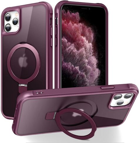 حافظة مغناطيسية مصممة لهاتف iPhone 12 Pro Max/iPhone 13 Pro Max، متوافقة مع Mag-Safe، حماية من السقوط من الدرجة العسكرية، غطاء واقٍ مضاد للصدمات وبصمات الأصابع للنساء والرجال، أحمر خمري in Kuwait