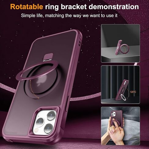 حافظة مغناطيسية مصممة لهاتف iPhone 12 Pro Max/iPhone 13 Pro Max، متوافقة مع Mag-Safe، حماية من السقوط من الدرجة العسكرية، غطاء واقٍ مضاد للصدمات وبصمات الأصابع للنساء والرجال، أحمر خمري in Kuwait