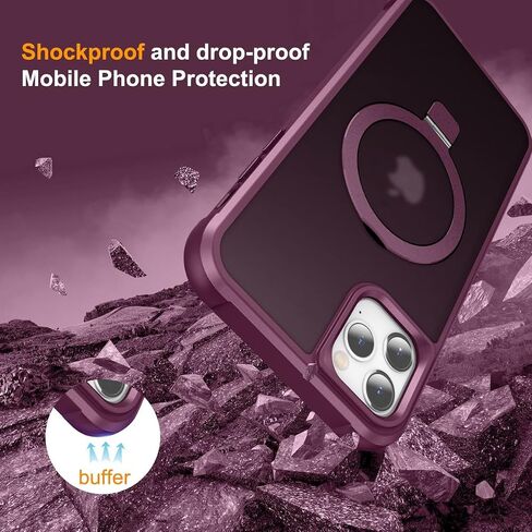 حافظة مغناطيسية مصممة لهاتف iPhone 12 Pro Max/iPhone 13 Pro Max، متوافقة مع Mag-Safe، حماية من السقوط من الدرجة العسكرية، غطاء واقٍ مضاد للصدمات وبصمات الأصابع للنساء والرجال، أحمر خمري in Kuwait