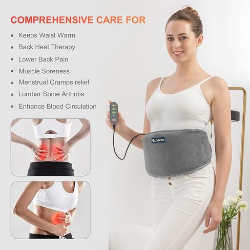 COMFIER Heating Pad with Massager, Lower Back Massager for Back Pain with 2 Heat Levels & 3 Massage Modes, Heated Waist Massage Belt for Abdominal, Lumbar,Fit for Women,Men in Kuwait