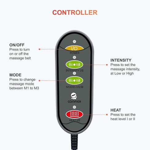 COMFIER Heating Pad with Massager, Lower Back Massager for Back Pain with 2 Heat Levels & 3 Massage Modes, Heated Waist Massage Belt for Abdominal, Lumbar,Fit for Women,Men in Kuwait