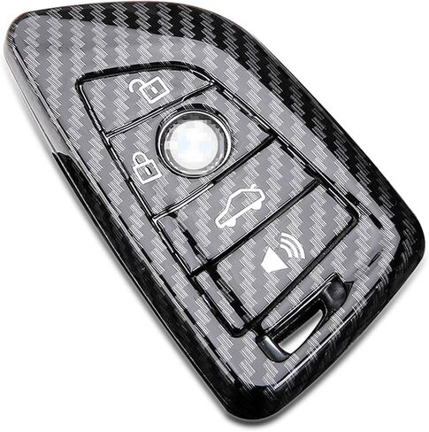 Carbon Fiber for BMW Key Fob Cover , 4 Buttons Keyless Entry Smart Remote Key Protective Case Holder, 1Pcs, Glossy Black in Saudi Arabia