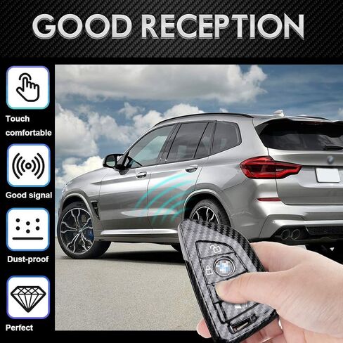 Carbon Fiber for BMW Key Fob Cover , 4 Buttons Keyless Entry Smart Remote Key Protective Case Holder, 1Pcs, Glossy Black in Saudi Arabia