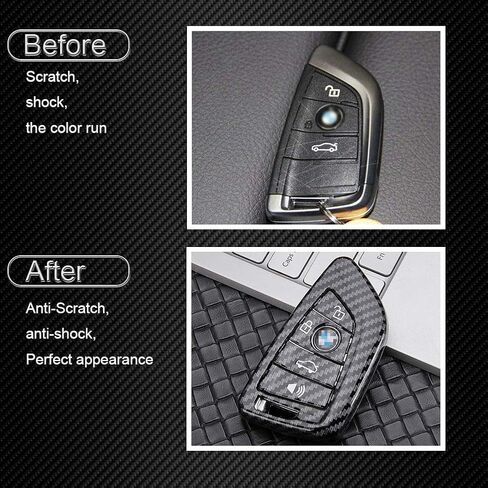 Carbon Fiber for BMW Key Fob Cover , 4 Buttons Keyless Entry Smart Remote Key Protective Case Holder, 1Pcs, Glossy Black in Saudi Arabia