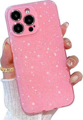 for iPhone 16 Pro Max Case Pink, for iPhone 16 Pro Max Case Glitter for Women Girls Girly Sparkly Bling Cute Neon Bright Color Slim Soft Phone Case Cover for iPhone 16 Pro Max, Pink in Saudi Arabia