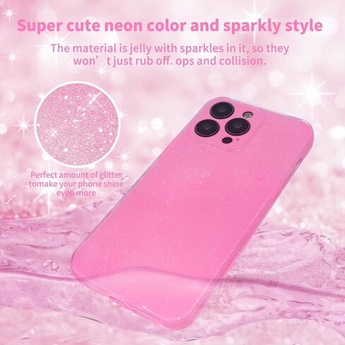 for iPhone 16 Pro Max Case Pink, for iPhone 16 Pro Max Case Glitter for Women Girls Girly Sparkly Bling Cute Neon Bright Color Slim Soft Phone Case Cover for iPhone 16 Pro Max, Pink in Saudi Arabia