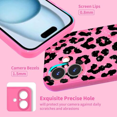 for iPhone 16 Pro Max Case Pink, for iPhone 16 Pro Max Case Glitter for Women Girls Girly Sparkly Bling Cute Neon Bright Color Slim Soft Phone Case Cover for iPhone 16 Pro Max, Pink in Saudi Arabia