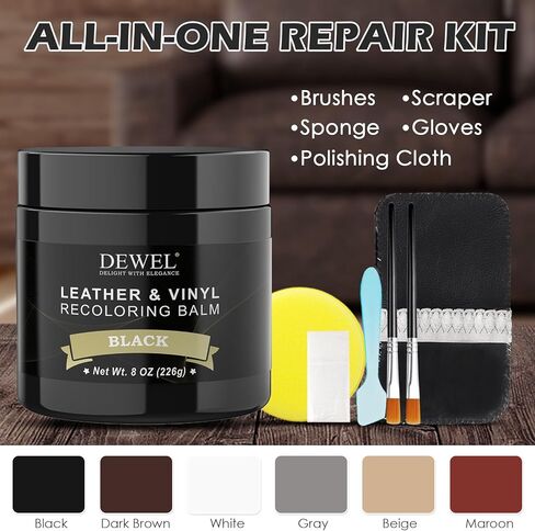 DEWEL Leather Recoloring Balm, Maroon Leather Color Restorer for Scratched and Faded, Leather Scratch Remover, Upgrade Leather Repair Kit for Restore Couches, Car Seats, Shoes, Boots in Kuwait