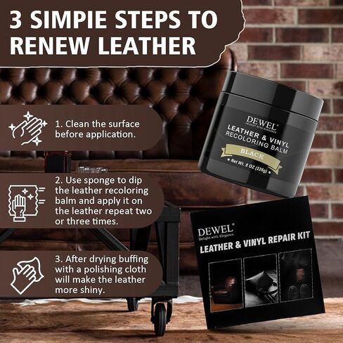 DEWEL Leather Recoloring Balm, Maroon Leather Color Restorer for Scratched and Faded, Leather Scratch Remover, Upgrade Leather Repair Kit for Restore Couches, Car Seats, Shoes, Boots in Kuwait