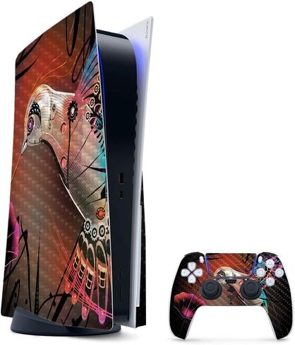 غلاف ألعاب MightySkins من ألياف الكربون لحزمة PS5 / PlayStation 5 - Acid Trippy | لمسة نهائية متينة من ألياف الكربون | سهل التطبيق وتغيير النمط | صنع في الولايات المتحدة الأمريكية in Saudi Arabia