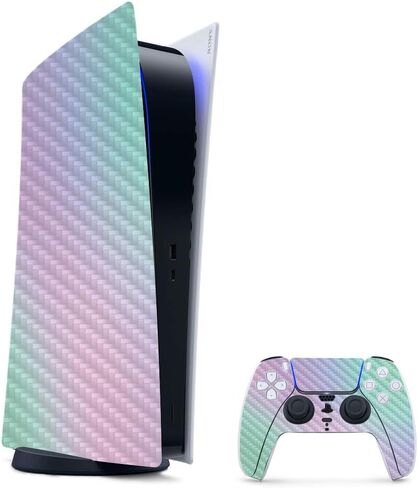 غلاف ألعاب MightySkins من ألياف الكربون لحزمة PS5 / PlayStation 5 - Acid Trippy | لمسة نهائية متينة من ألياف الكربون | سهل التطبيق وتغيير النمط | صنع في الولايات المتحدة الأمريكية in Saudi Arabia