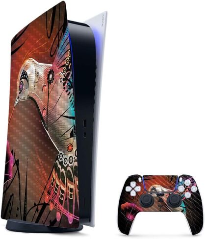 غلاف ألعاب MightySkins من ألياف الكربون لحزمة PS5 / PlayStation 5 - Acid Trippy | لمسة نهائية متينة من ألياف الكربون | سهل التطبيق وتغيير النمط | صنع في الولايات المتحدة الأمريكية in Saudi Arabia