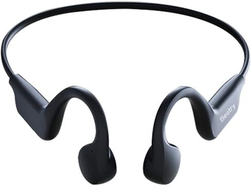 Beatry Bone Conduction Headphones, Open Ear Wireless Bluetooth Earbuds with Mic for Running Driving Work Kids, Noise Cancelling Soundrevv Earphones, Rubber Material Extended Wear, Black in Saudi Arabia