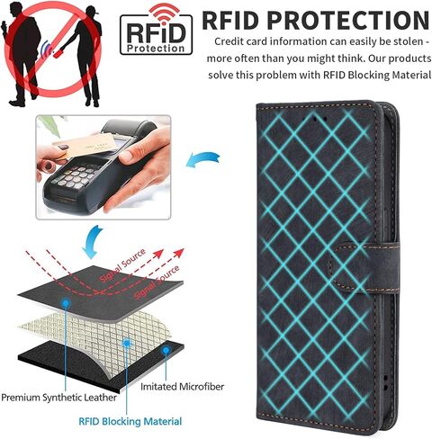 حافظة هاتف بمحفظة متوافقة مع Pixel 9 Pro XL وواقي شاشة [RFID Blocking] حافظة جلدية قابلة للطي بمسند وحامل للهاتف الخلوي للنساء والرجال متوافقة مع Pixel9 Pro XL 6.8 بوصة أسود in Saudi Arabia