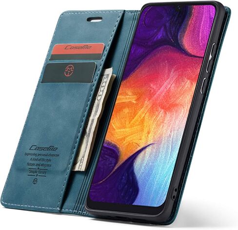 Galaxy A50 Case,Bpowe Leather Wallet Case Classic Design with Card Slot and Magnetic Closure Flip Fold Case for Samsung Galaxy A50 (Black) in Saudi Arabia