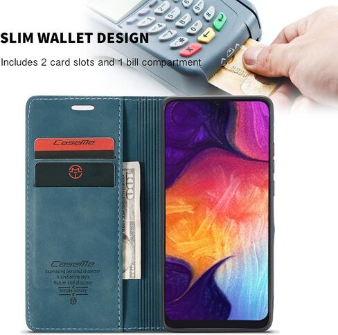 Galaxy A50 Case,Bpowe Leather Wallet Case Classic Design with Card Slot and Magnetic Closure Flip Fold Case for Samsung Galaxy A50 (Black) in Saudi Arabia
