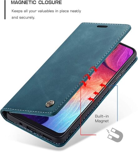 Galaxy A50 Case,Bpowe Leather Wallet Case Classic Design with Card Slot and Magnetic Closure Flip Fold Case for Samsung Galaxy A50 (Black) in Saudi Arabia