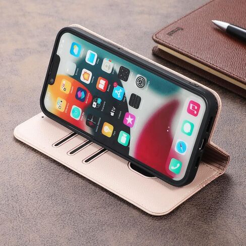 حافظة iPhone XR، حافظة محفظة من جلد البولي يوريثان الفاخر، حامل للبطاقات، مسند مدمج، قفل مغناطيسي منقوش، غطاء هاتف قابل للطي لهاتف iPhone XR - ذهبي وردي in Saudi Arabia