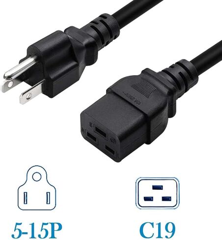 Nema 5-15P to IEC320 C19 Power Cable,American Standard 5-15P Male to C19 Three Horizontals 16A Female Plug,Power Line for PDU/UPS (5-15P to C19-1.8M/5.9FT) in Saudi Arabia