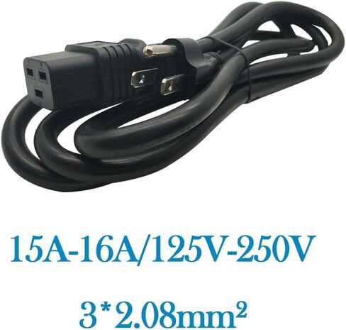Nema 5-15P to IEC320 C19 Power Cable,American Standard 5-15P Male to C19 Three Horizontals 16A Female Plug,Power Line for PDU/UPS (5-15P to C19-1.8M/5.9FT) in Saudi Arabia