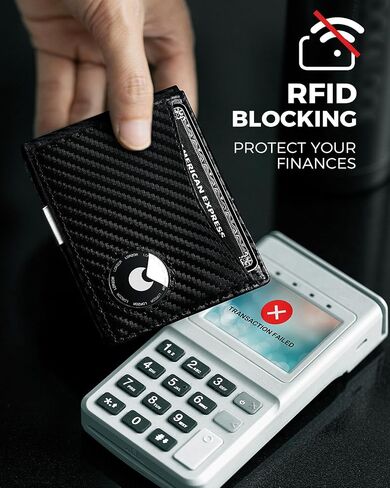 محفظة LORZOR AirTag - محفظة رجالية نحيفة وبسيطة مع مشبك نقود RFID وجيب أمامي من الجلد المحبب بالكامل لعلامة Apple Air، وهديتين لنافذة الهوية (AirTag غير متضمنة) (بني أنيق) in Kuwait