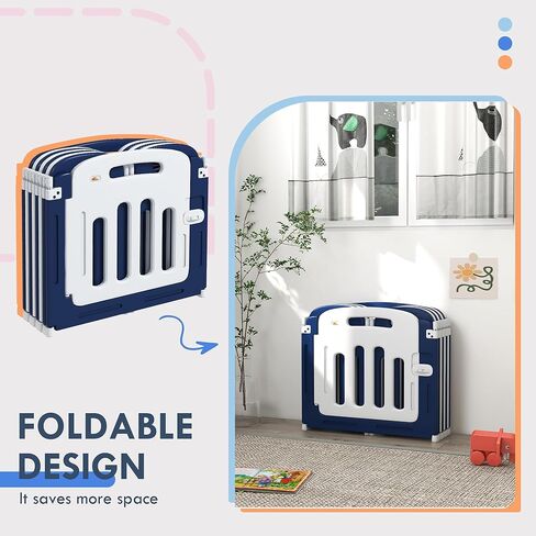 Qaba Baby Playpen، ساحة لعب متينة وآمنة مكونة من 18 لوحة للرضع والأطفال الصغار، ساحة لعب أطفال قابلة للطي مقاس 85 بوصة × 57 بوصة، مركز أنشطة للأطفال داخلي وخارجي مع قاعدة مضادة للانزلاق in Kuwait