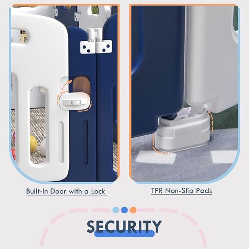 Qaba Baby Playpen، ساحة لعب متينة وآمنة مكونة من 18 لوحة للرضع والأطفال الصغار، ساحة لعب أطفال قابلة للطي مقاس 85 بوصة × 57 بوصة، مركز أنشطة للأطفال داخلي وخارجي مع قاعدة مضادة للانزلاق in Kuwait