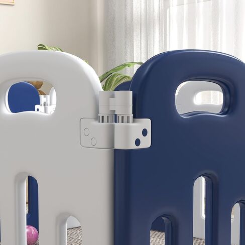 Qaba Baby Playpen، ساحة لعب متينة وآمنة مكونة من 18 لوحة للرضع والأطفال الصغار، ساحة لعب أطفال قابلة للطي مقاس 85 بوصة × 57 بوصة، مركز أنشطة للأطفال داخلي وخارجي مع قاعدة مضادة للانزلاق in Kuwait