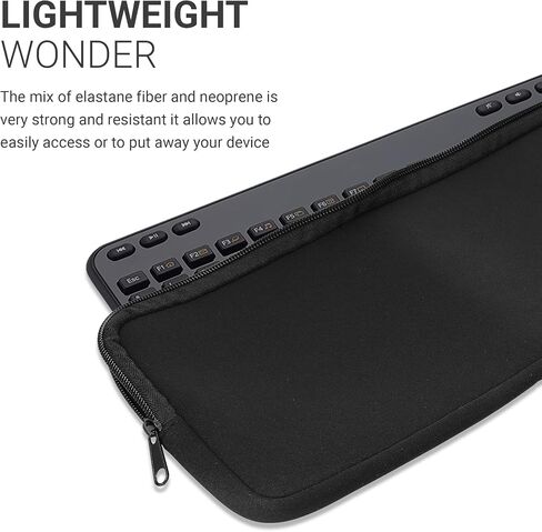 حافظة kwmobile من النيوبرين متوافقة مع Logitech K360 - حافظة للوحة المفاتيح وغطاء سفر ناعم - أسود in Kuwait