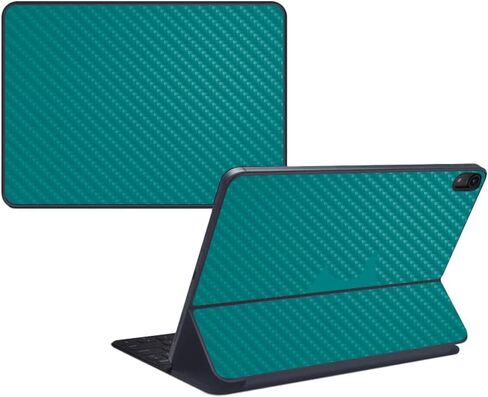 MightySkins Carbon Fiber Skin for Apple iPad Pro Smart Keyboard 11" (2018) - Solid Seafoam - Protective, Durable Textured Carbon Fiber Finish - Easy to Apply, Remove - Made in The USA in Saudi Arabia