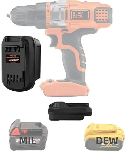 من أجل محول بطارية Milwaukee إلى Black and Decker، محول DIY لمحول Milwaukee 18V M18 إلى Black+Decker 20V Max أدوات الطاقة اللاسلكية، مجموعة مجموعة تأثير سائق الحفر MAX، محول فقط in Saudi Arabia