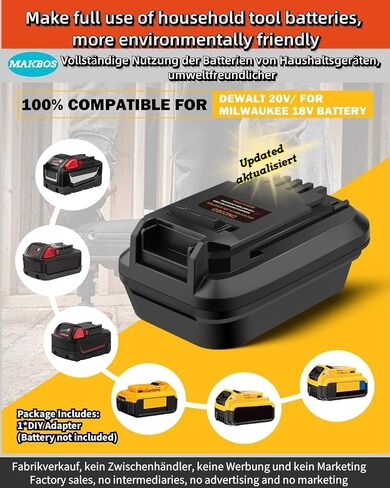 من أجل محول بطارية Milwaukee إلى Black and Decker، محول DIY لمحول Milwaukee 18V M18 إلى Black+Decker 20V Max أدوات الطاقة اللاسلكية، مجموعة مجموعة تأثير سائق الحفر MAX، محول فقط in Saudi Arabia