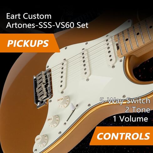 EART NK-VS60 6 سلسلة جيتار كهربائي ذو جسم صلب، جسم الماهوجني المحمص، جيتار كهربائي كامل الحجم التقاطات ألنيكو-V، جيتار كهربائي بنظام تريمولو in Kuwait