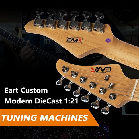 EART NK-VS60 6 سلسلة جيتار كهربائي ذو جسم صلب، جسم الماهوجني المحمص، جيتار كهربائي كامل الحجم التقاطات ألنيكو-V، جيتار كهربائي بنظام تريمولو in Kuwait