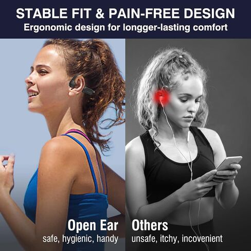Bone Conduction Headphones, 2023 Upgraded Open-Ear Wireless Bluetooth Sports Headphones with Mic, 10Hr Playtime, Bluetooth 5.2 Wireless Earphones Waterproof for Workout, Running, Biking, Hiking, Gym in Saudi Arabia