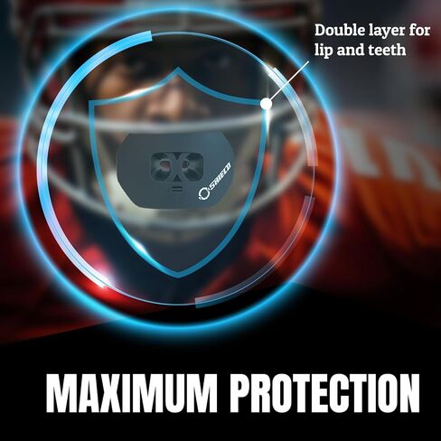 O Shield Mouth Guard for Football with Dual-Layer Protection, Built-in Air Channels, Extended Lip Shield, Soft Material, Adult and Youth Sizes with Strap/Case, Burgundy in Kuwait