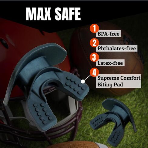 O Shield Mouth Guard for Football with Dual-Layer Protection, Built-in Air Channels, Extended Lip Shield, Soft Material, Adult and Youth Sizes with Strap/Case, Burgundy in Kuwait