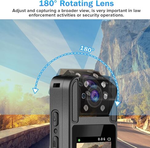 Body Camera with Audio and Video Recording, 6 Hours HD 1080P Body Cam with 180° Rotating Lens, Spring Backclip, Night Vision, Wearable Recorder for Personal Civilians in Saudi Arabia
