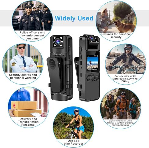 Body Camera with Audio and Video Recording, 6 Hours HD 1080P Body Cam with 180° Rotating Lens, Spring Backclip, Night Vision, Wearable Recorder for Personal Civilians in Saudi Arabia