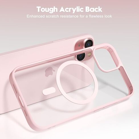 oakxco for iPhone 15 Case Clear Magnetic Compatible with Magsafe, Thin Slim Transparent Non Yellowing, Hybrid Soft Silicone Bumper & Hard Plastic Protective Cover for Women, Light Pink in Kuwait