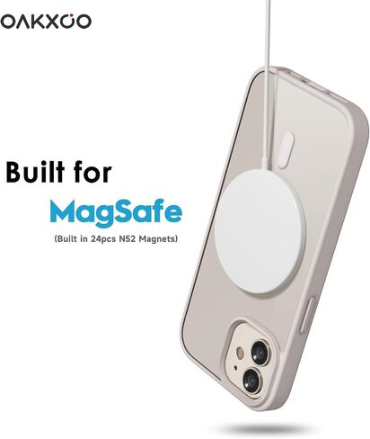 oakxco for iPhone 15 Case Clear Magnetic Compatible with Magsafe, Thin Slim Transparent Non Yellowing, Hybrid Soft Silicone Bumper & Hard Plastic Protective Cover for Women, Light Pink in Kuwait