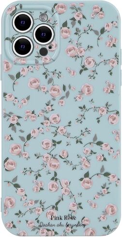 Ownest متوافق مع حافظة iPhone 12، تصميم لطيف بنمط الزهور الوردية العتيقة للنساء والفتيات، مطاط TPU المرن والنحيف لهاتف iPhone 12-White in Kuwait