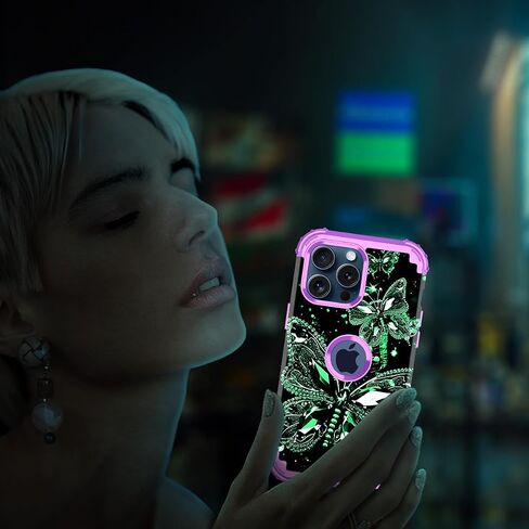 Miqala Compatible with iPhone 15 Pro Max Case,Glow in The Dark Three Layer Heavy Duty Shockproof Full Protection Hard Plastic Bumper+Soft Silicone Protective Case for Apple iPhone 15 Pro Max,Dark in Saudi Arabia