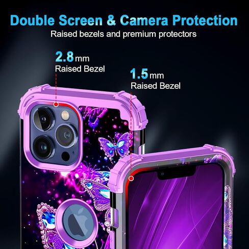 Miqala Compatible with iPhone 15 Pro Max Case,Glow in The Dark Three Layer Heavy Duty Shockproof Full Protection Hard Plastic Bumper+Soft Silicone Protective Case for Apple iPhone 15 Pro Max,Dark in Saudi Arabia